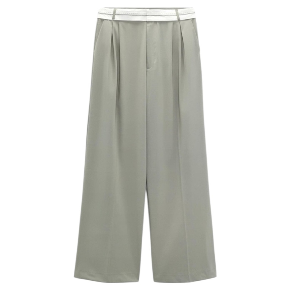 Zara Wide Leg Pants in Light Gray